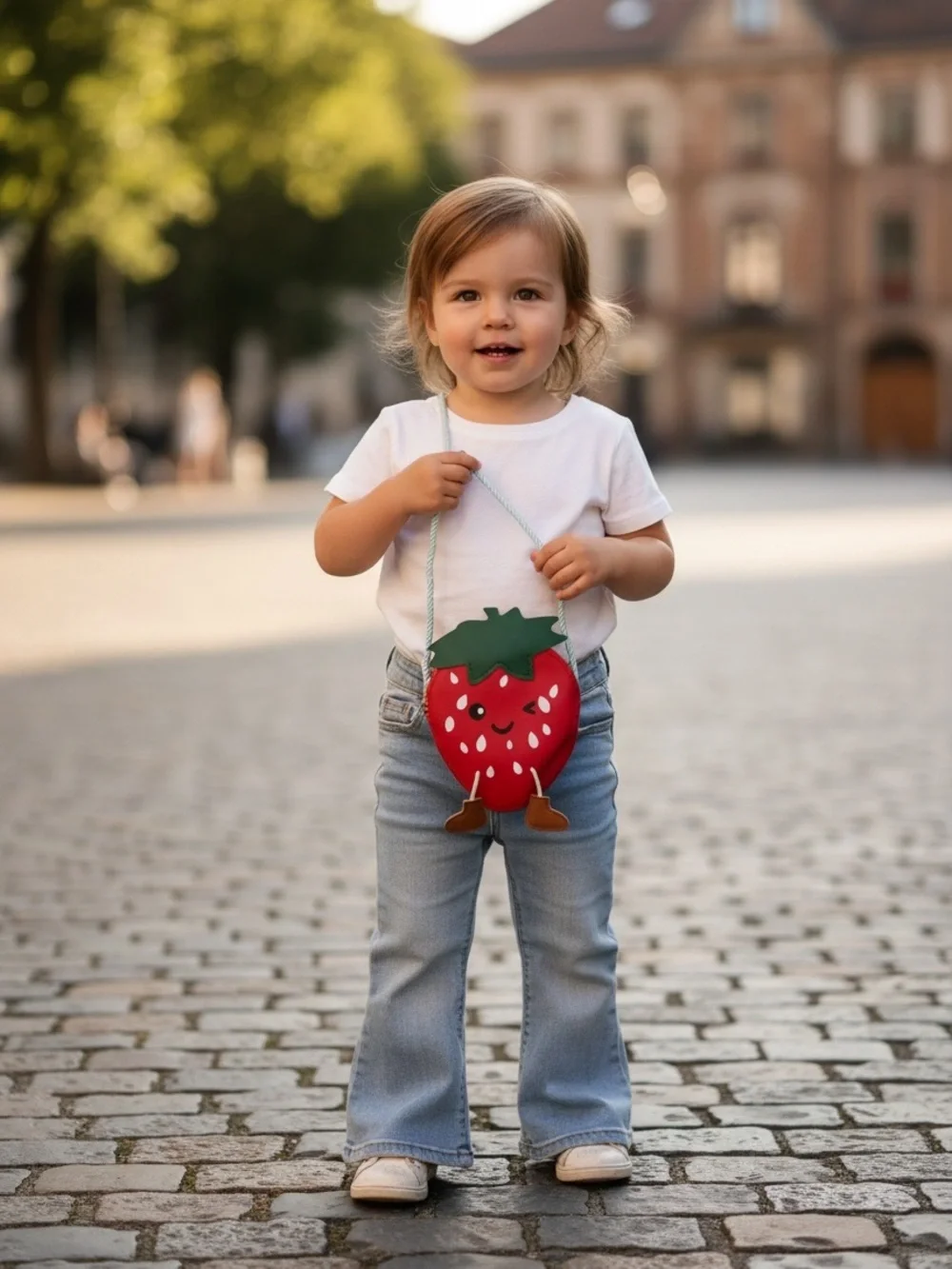 Girls Strawberry Shaped Mini Crossbody Bag Novelty Fruit Purse